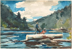 Rzeka Hudson, pozyskiwanie drewna, 1891-1892. autorstwa Winslow Homer