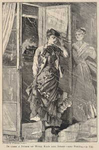 Nadeszła burza wiatru, deszczu i bryzgów - oraz Portia, z The Galaxy, grudzień 1869 autorstwa Winslow Homer