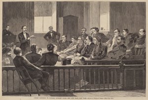 Jurors Listening to Counsel, Sąd Najwyższy, New City Hall, Nowy Jork, publikacja 1869. autorstwa Winslow Homer