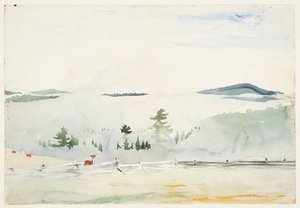 Krajobraz z jeleniem w porannej mgle autorstwa Winslow Homer