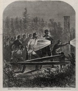 Buntownicy przed swoją twierdzą w Yorktown, prowadzący rozpoznanie przy świetle ciemnych latarni autorstwa Winslow Homer