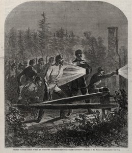 Rebelianci poza swoją pracą w Yorktown Reconnoitering with Dark Lanterns, 1862. autorstwa Winslow Homer