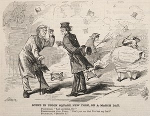 Scena na Union Square w Nowym Jorku, w dzień marca 1860 r. autorstwa Winslow Homer