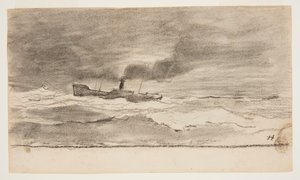 Pejzaż morski z trawlerem rybackim, Cullercoats, Anglia autorstwa Winslow Homer