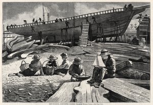 Budowa statków, port Gloucester, 1873. autorstwa Winslow Homer