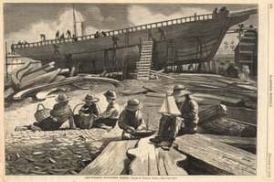 Budowa statków, port Gloucester, z Harper autorstwa Winslow Homer
