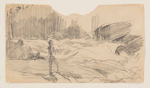 Studium dla „Wędkarstwa Ouananiche” nad jeziorem St. John autorstwa Winslow Homer