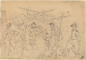 Namiot Sutlera, 3. Kawaleria Pensylwanii [recto], 1862. autorstwa Winslow Homer