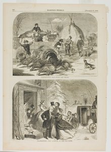 Święto Dziękczynienia - sposoby i środki oraz Święto Dziękczynienia - przybycie do starego domu autorstwa Winslow Homer