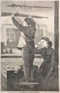 Święto Dziękczynienia – wieszanie muszkietu, 1865. autorstwa Winslow Homer