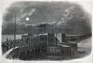 Straż Przednia Wielkiej Armii Stanów Zjednoczonych przekraczająca Długi Most nad Potomakiem o 2 w nocy 24 maja 1861 r., z Harper