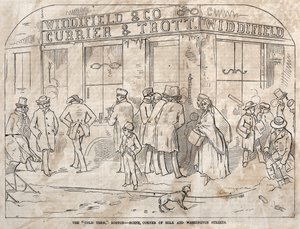 The Cold Term, Boston - Scena, Corner Milk i Washington Streets, 1858. autorstwa Winslow Homer