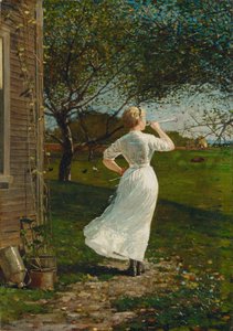 Róg obiadowy (Dmuchanie w róg nad morzem) autorstwa Winslow Homer