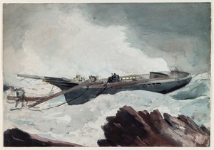 Rozbity szkuner, ok. 1900-10 (akwarela i węgiel na papierze) autorstwa Winslow Homer