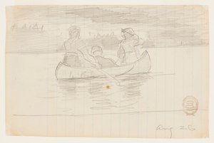 Trzej mężczyźni w kajaku, Il Manigne, Quebec autorstwa Winslow Homer