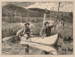Trapping in the Adirondacks, z Every Saturday: Ilustrowany dziennik wybranych lektur, 24 grudnia 1870 r. autorstwa Winslow Homer