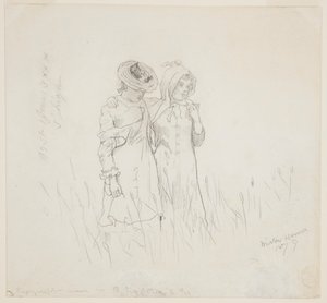 Dwie dziewczyny na polu autorstwa Winslow Homer