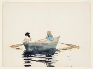 Dwie dziewczyny w łodzi wiosłowej autorstwa Winslow Homer