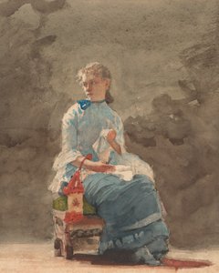 Młoda kobieta do szycia, 1876. autorstwa Winslow Homer