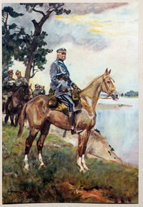Equestrian portrait of Marechal Jozef (Joseph) Klemens Pilsudski (1867-1935) on his favorite horse Kasztanka. Painting by Woiciech Von Kossak (1857-1942)