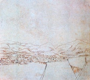 Widok Urfahra, c1510-1553 autorstwa Wolf Huber