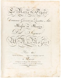 Okładka partytury Wesele Figara, figlarny dramat w czterech aktach, Między 1806 a 1810 rokiem. autorstwa Wolfgang Amadeus Mozart
