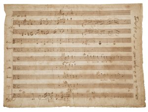 Magnificat, K. 321a. Rękopis, partytura na solistów i chór, organy i orkiestrę, ok. 1779 autorstwa Wolfgang Amadeus Mozart