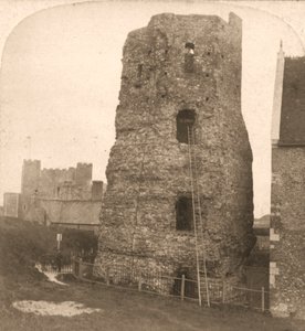 Stary Faros z Dover, rzymska latarnia morska, Anglia, 1900.