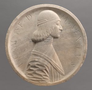 Gian Galeazzo Maria Sforza, książę Mediolanu, początek lat 90. XIV wieku. autorstwa Workshop of Benedetto Briosco