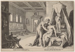 Apollo nadużywa Leucothoe autorstwa Workshop of Hendrick Goltzius, after Hendrick Goltzius