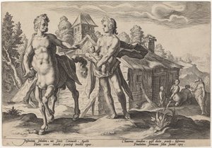 Apollo powierza Chironowi edukację Asklepiosa