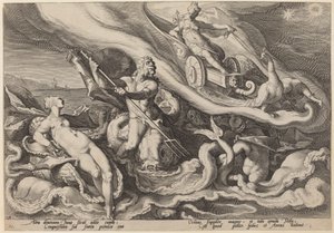 Juno skarży się Okeanosowi i Tetydzie na Kallisto autorstwa Workshop of Hendrick Goltzius, after Hendrick Goltzius