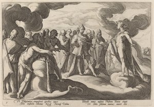 Jowisz i bogowie proszą Heliosa o wznowienie kontroli nad rydwanem autorstwa Workshop of Hendrick Goltzius, after Hendrick Goltzius