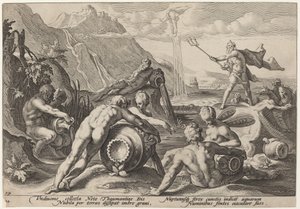 Neptun knuje zniszczenie człowieka autorstwa Workshop of Hendrick Goltzius, after Hendrick Goltzius
