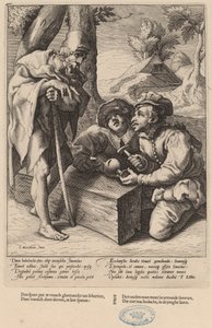 Nie wydawaj swoich oszczędności zbyt wcześnie autorstwa Workshop of Hendrick Goltzius, after Karel van Mander I