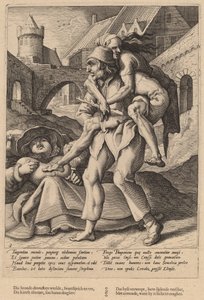 Ubóstwo jest łatwiejsze do zniesienia niż luksus autorstwa Workshop of Hendrick Goltzius, after Karel van Mander I
