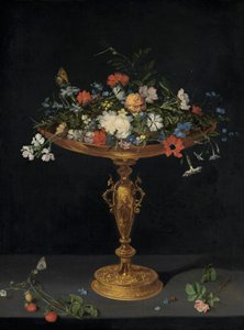 Kwiaty w tazzie na półce autorstwa Workshop of Jan Brueghel the Elder
