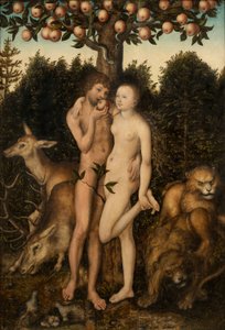 Adam i Ewa autorstwa workshop of Lucas Cranach the Elder