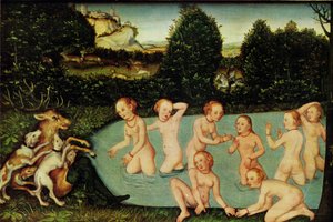 Niemiecki: Diana und Aktäon Diana i Actaeon autorstwa workshop of Lucas Cranach the Elder