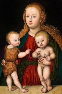 Niemiecki: Madonna z Dzieciątkiem i św. Janem Chrzcicielem Dziewica z Dzieciątkiem i św. Janem