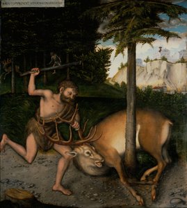 Herkules i jeleń arkadyjski autorstwa workshop of Lucas Cranach the Elder