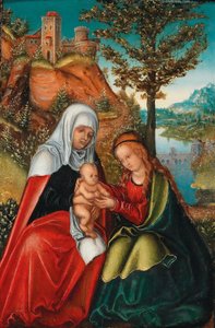 Dziewica z Dzieciątkiem i św. Anna autorstwa workshop of Lucas Cranach the Elder