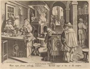 Żelazne zegary autorstwa Workshop of Philip Galle after Jan van der Straet