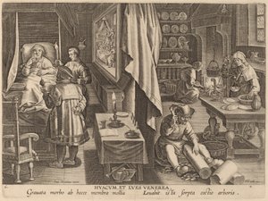 Guaiacum i infekcja weneryczna autorstwa Workshop of Philip Galle after Jan van der Straet