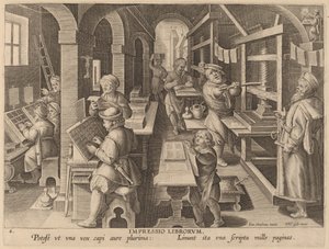 Drukowanie książek autorstwa Workshop of Philip Galle after Jan van der Straet