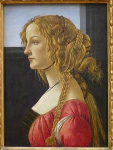 niemiecki: Profilbildnis einer jungen Frau Portret profilowy młodej kobiety, prawdopodobnie Simonetty autorstwa Workshop of Sandro Botticelli