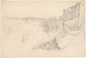 Wzgórze z domami i figurami autorstwa Worthington Whittredge
