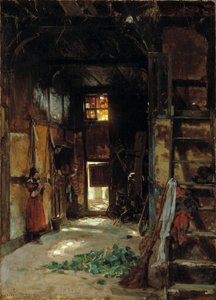 Wnętrze westfalskiej chaty autorstwa Worthington Whittredge
