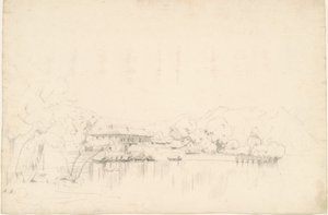 Domy nad jeziorem autorstwa Worthington Whittredge