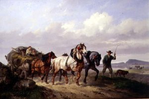 Drużyna koni pociągowych (olej na płótnie)